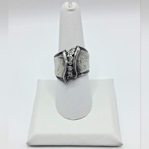 Silpada Designs Sterling Silver 925 Wide Band Ring w/ CZ Accent — Retired